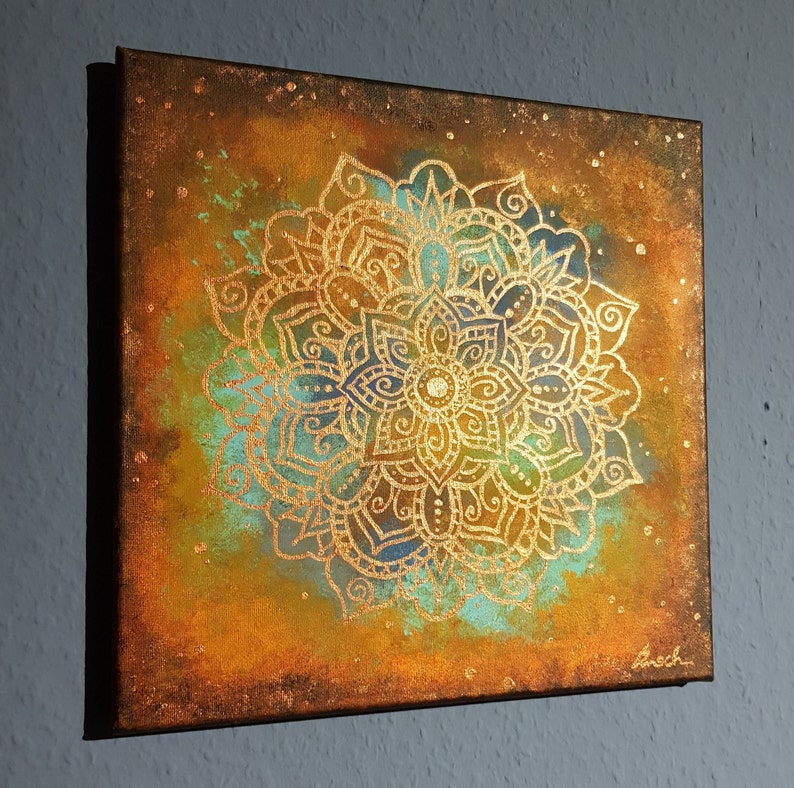 Mandala Bild Kupfer Acryl Malerei Bild 4