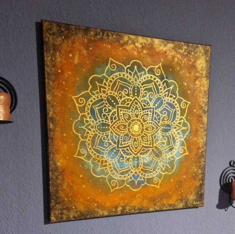 Mandala Bild Kupfer Acryl Malerei Bild 2