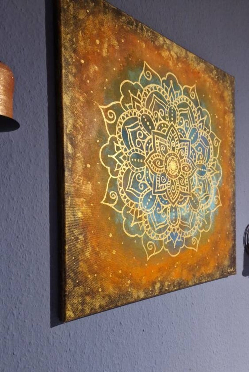 Mandala Bild Kupfer Acryl Malerei Bild 8