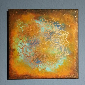 Mandala Bild Kupfer Acryl Malerei Bild 5