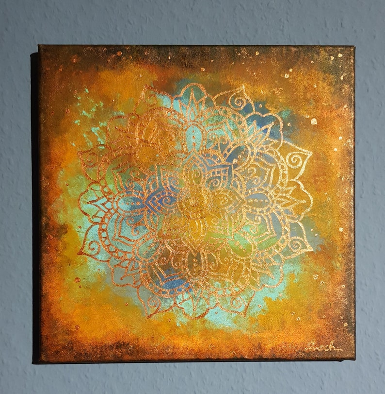 Mandala Bild Kupfer Acryl Malerei Bild 5