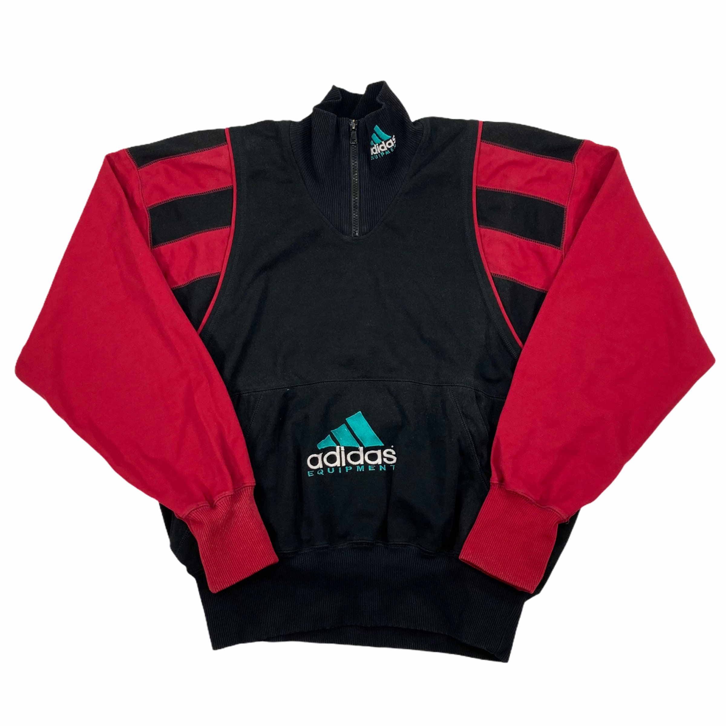 Vintage Black Adidas Quarter Zip Jumper S | Etsy