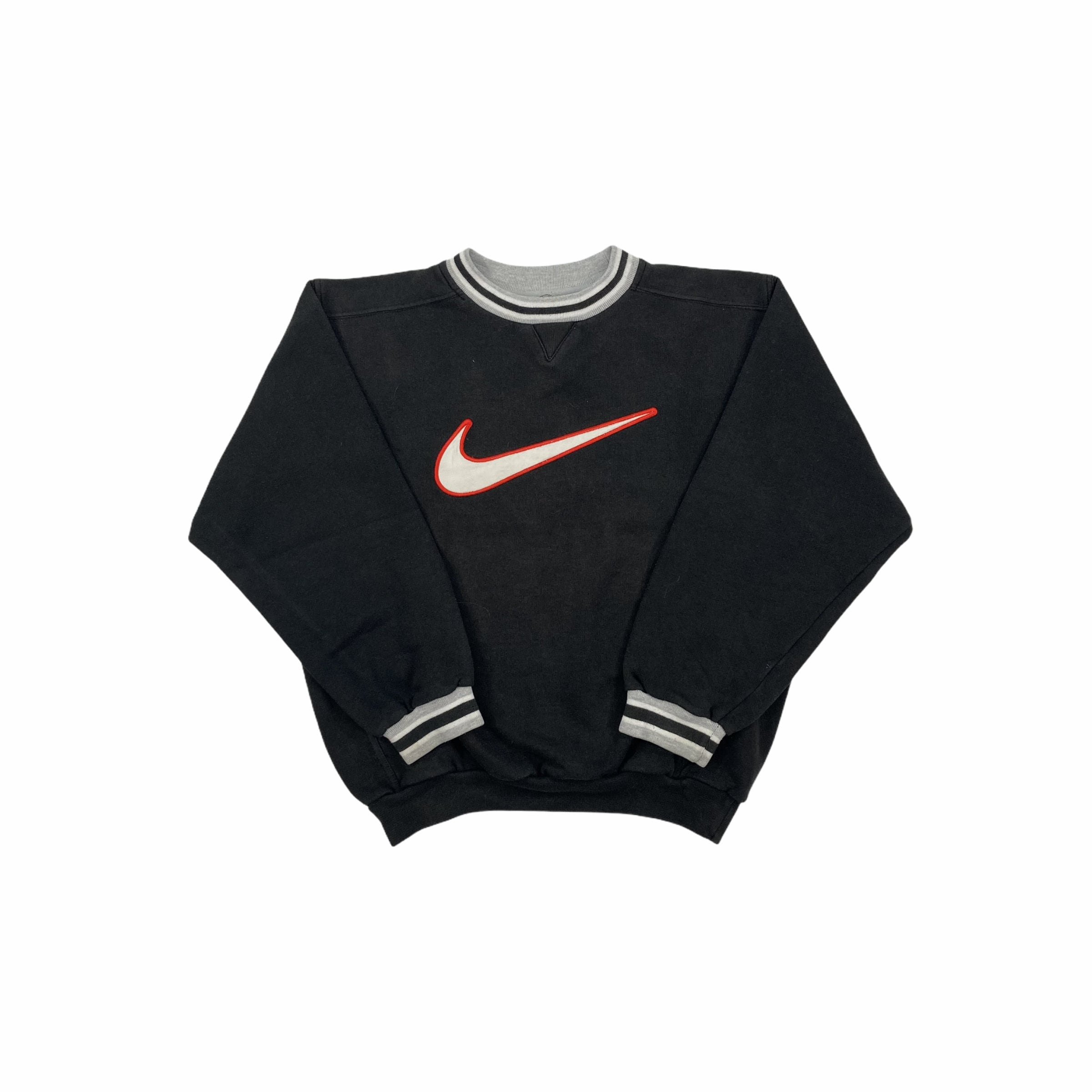 black nike sweatshirt with red tick
