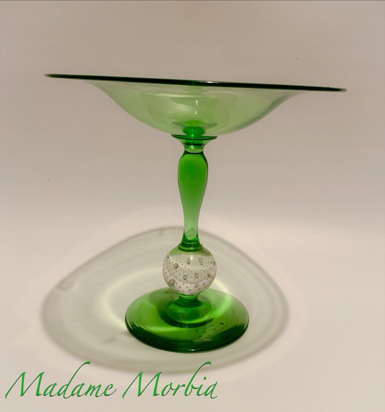 Pairpoint control bubble uranium glass compote Etsy