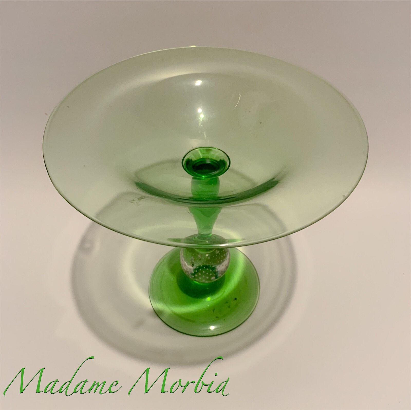 Pairpoint control bubble uranium glass compote Etsy