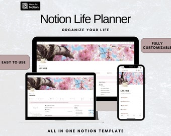 Ultimate Notion Life Planner Template, Customizable Digital Download