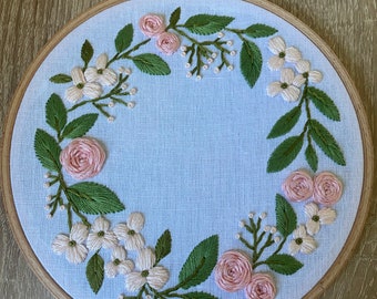 Hand Emboidery Flower wreath
