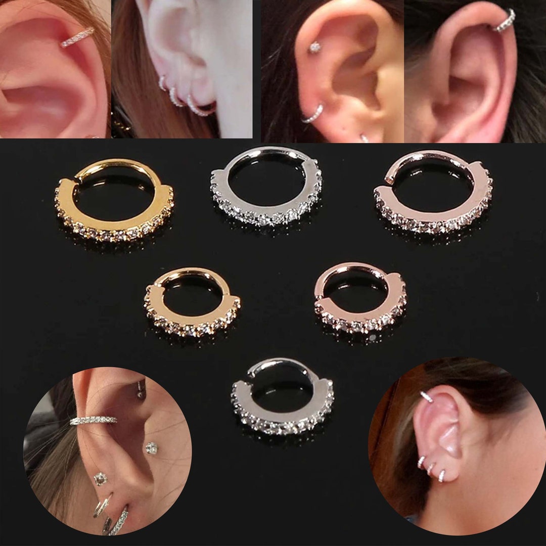 Diamante Septum Nose Ringcartilage Earring Helix Tragus Hoop - Etsy UK