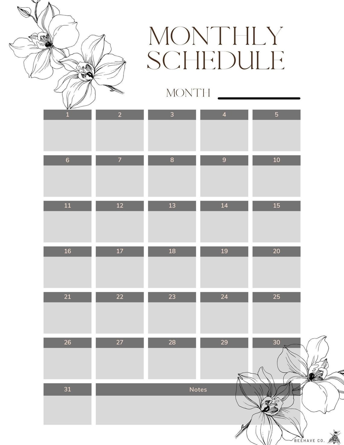 Monthly Schedule Work Book Planner INSTANT DIGITAL DOWNLOAD - Etsy