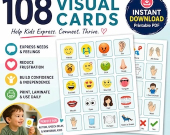Nonverbal Communication Cards for Autism – 108 Printable PECS Cards for Toddlers & Speech Therapy