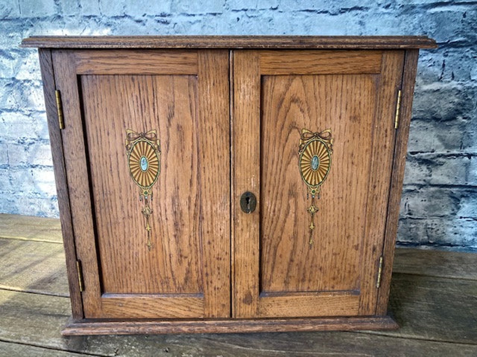 Vintage oak wood smokers with three interior drawers Etsy