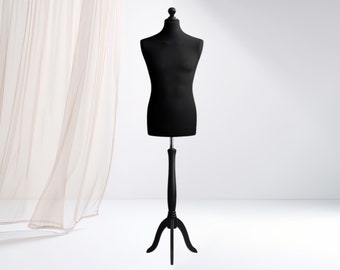 Maniquí masculino, maniquí de costura masculino, soporte – madera negra