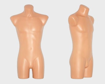 Torso de plástico masculino, formas de visualización masculinas.
