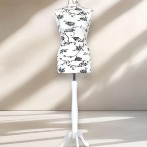 Mannequin female, Dress form, Sewing mannequin female, cover – cream-black flowers, Tailor Dress Form for Clothing Display & Design
