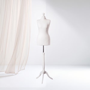 Mannequin female, Dress form, Sewing mannequin female, cover – white, stand – white wood