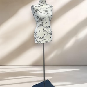 Mannequin female, Dress form, Sewing mannequin female, cover - cream/black flowers, Tailor Dress Form for Clothing Display & Design