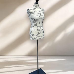 Mannequin female, Dress form, Sewing mannequin female, cover - cream/black flowers, Tailor Dress Form for Clothing Display & Design