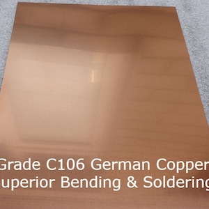 Copper Sheet Metal, Dead Soft, 6 Inch Width, Various Gauges and Lengths 