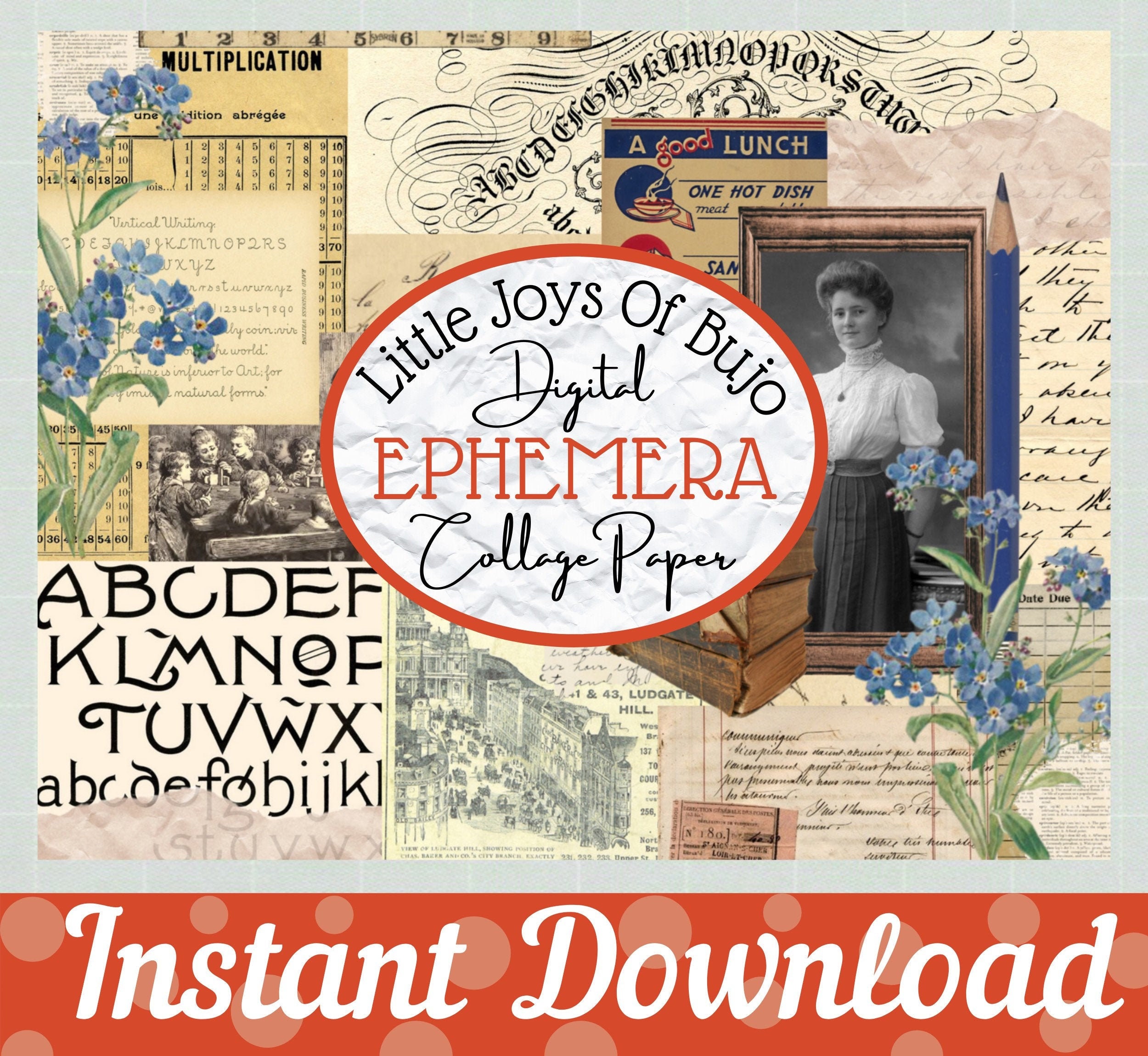 Printable PaperVintage School Scrapbook Paper Vintage Etsy