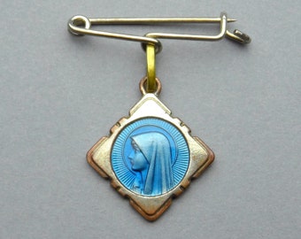 Heilige Jungfrau Maria. Antiker religiöser Anhänger. Emaille-Medaille.