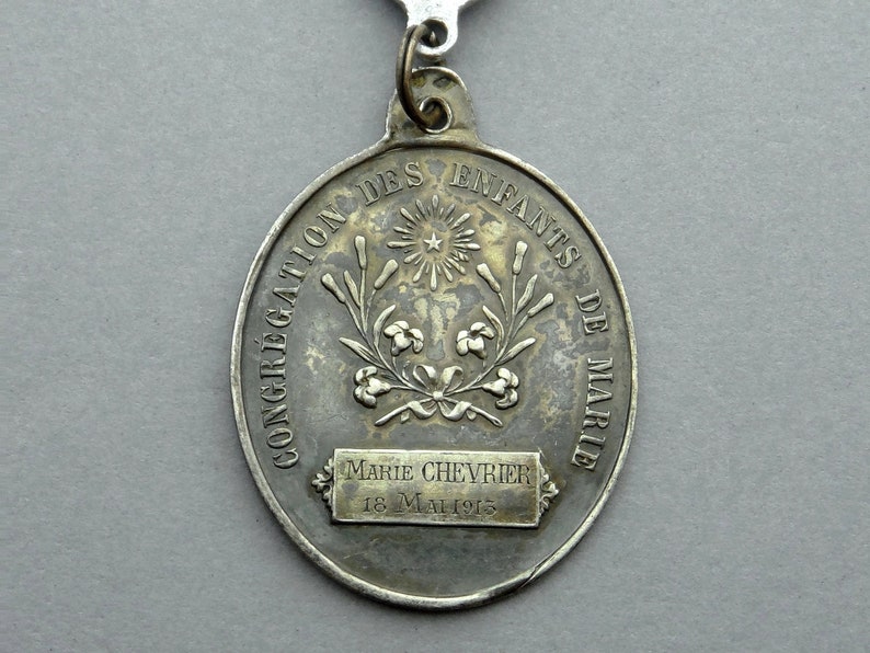 Notre Dame De Paris and Miraculous Medal 1913. Saint Virgin Mary ...