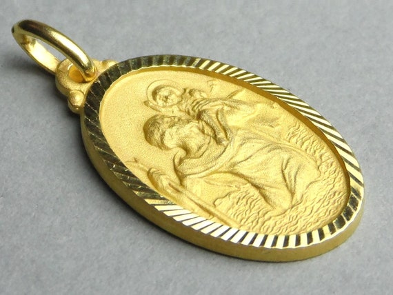 Saint Christopher. Antique Religious Gold Plating… - image 2