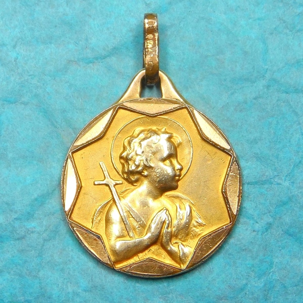 Saint John the Baptist. Agnus Dei. Antique Gold Filled Pendant. ORIA.
