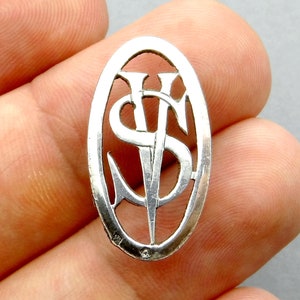 S & V. French Antique Silver Monogram. For hat, wallets, bible, book. Anything you want to customize!