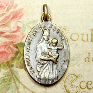 Our lady of Garde, Sanctuary. Antique Religious Pendant. French Medal.