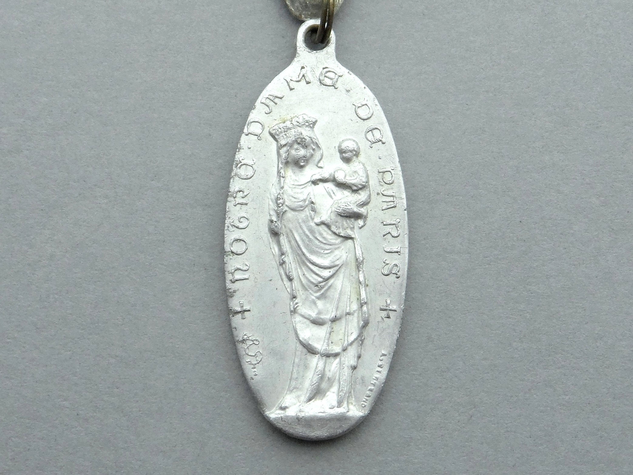 Notre Dame De Paris and Miraculous Medal 1913. Saint Virgin Mary ...