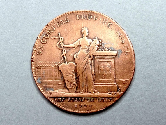King Louis XV of France. The States of Lille 1737. Antique Large Token. Medal.