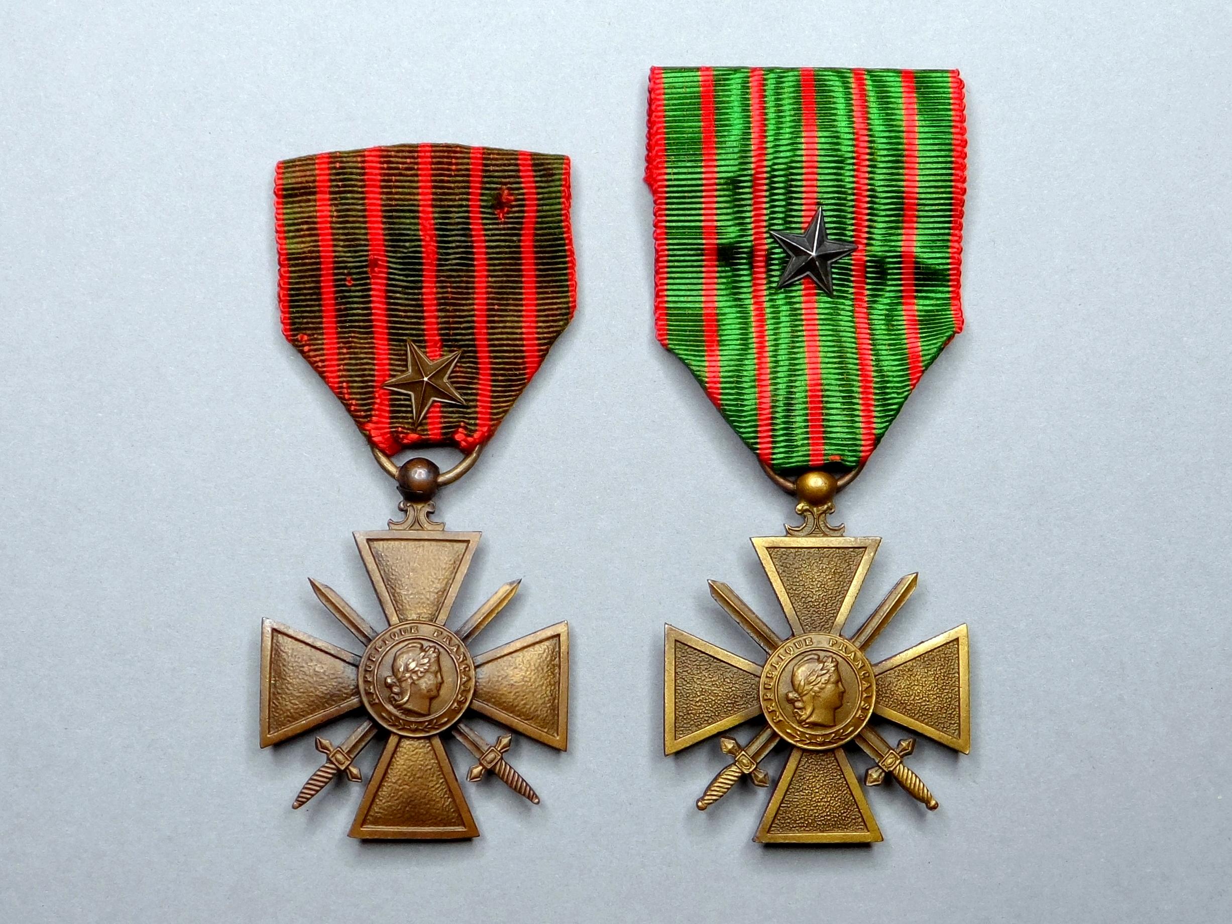 War Cross. Bronze & Silver Star. Antique French Military Medal