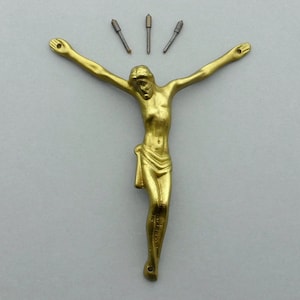 Christ for Cross. Crucifix and Nail. Bronze. Ancient Religious.