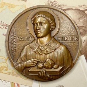 Saint-Etienne. Antike große Medaille. Von Becker