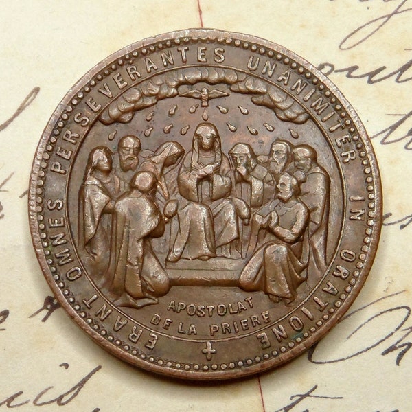 Apostle of Prayer. Holy Spirit. Antique Religious Medal. Token By Penin.