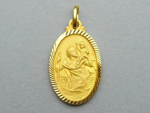 Saint Christopher. Antique Religious Gold Plating… - image 1