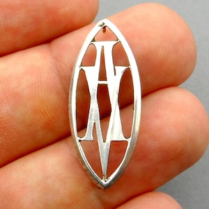 A & V. French Antique Silver Monogram. For hat, wallets, bible, book. Anything you want to customize!