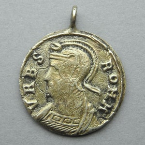 Roman Coin, URBS ROMA. Old Silver Pendant
