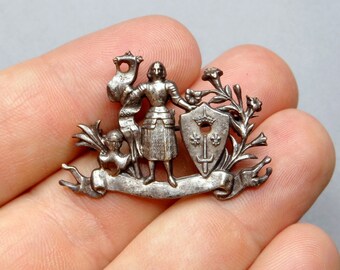 Joan of Arc, Antique Religious Brooch.