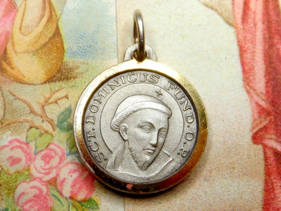 Catherine of Siena, Saint Dominic, Dominicus. Vintage Religious Pendant. Medal.