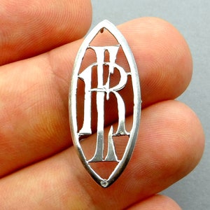 E & R. French Antique Silver Monogram. For hat, wallets, bible, book. Anything you want to customize!