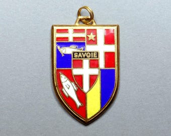Savoy. Coat of Arms. Antique Large Pendant. Travel Souvenir Enamel Medal.