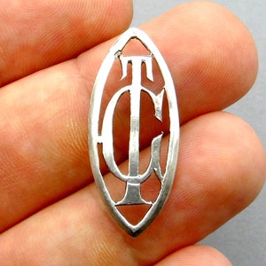 C & T. French Antique Silver Monogram. For hat, wallets, bible, book. Anything you want to customize!