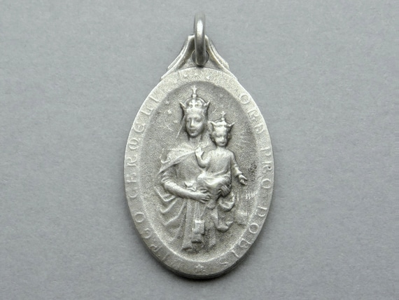 Saint Virgin Mary and Jesus. Antique Religious Pe… - image 1