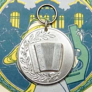 Accordion. ContestMusic. Antique Large Medal.
