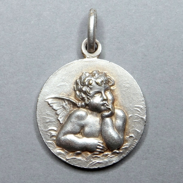 Cherub. Antique Large Pendant. French Medal.