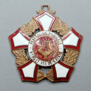 Lyre, Music Contest. Antique Enamel Medal.