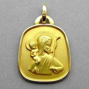 Saint Christopher and Jesus. Antique Religious Large Pendant. FIX Gold Filled Medal.