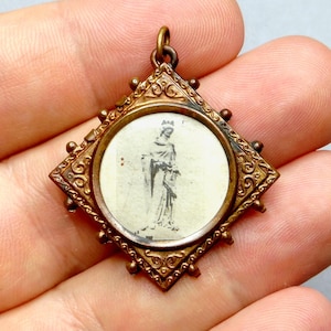 Święta Elżbieta Portugalska, Rainha Santa Isabel. Antyczny, duży wisiorek religijny. Medal portugalski.