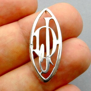 D & J. French Antique Silver Monogram. For hat, wallets, bible, book. Anything you want to customize!